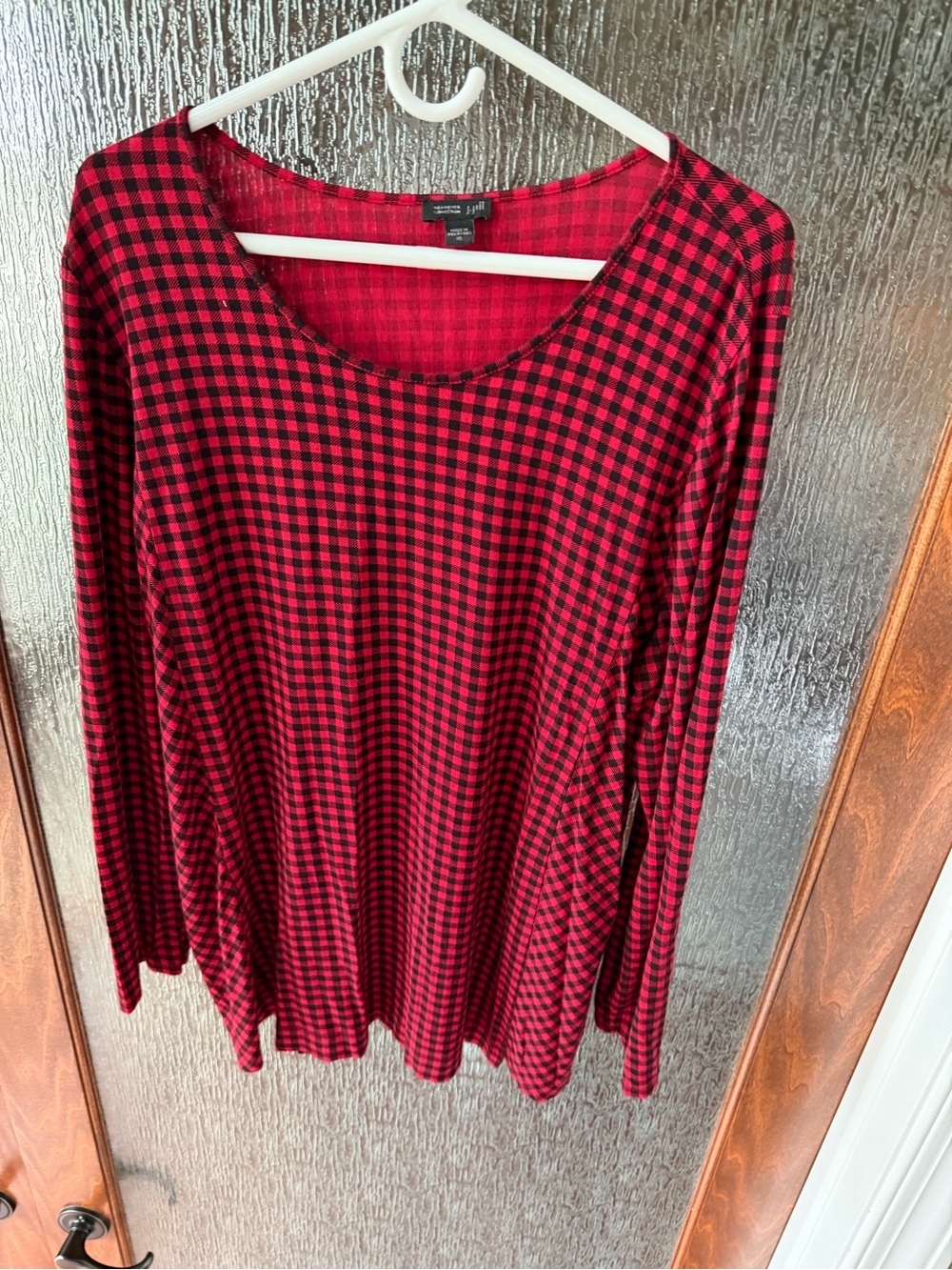 J. Jill Red and Black Plaid Long Sleeve Tunic